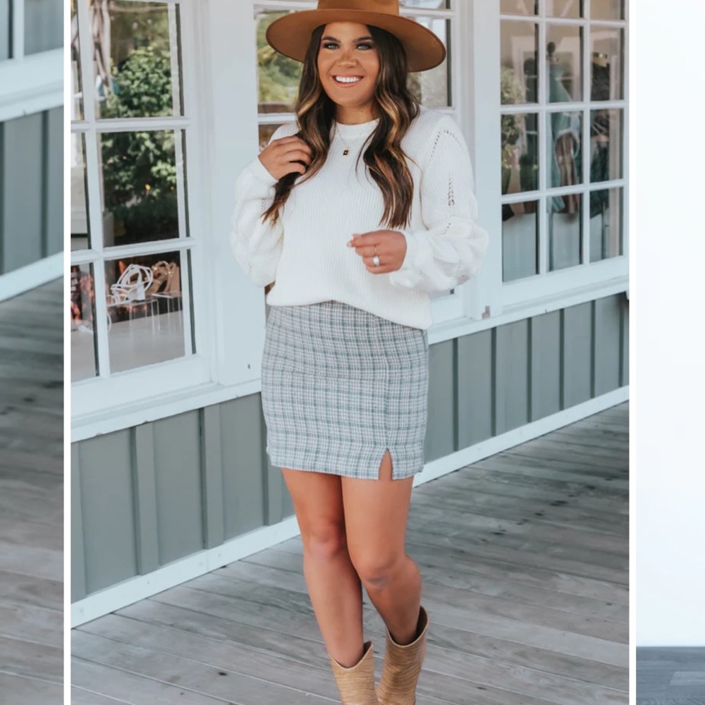 Apricot Lane Grey Plaid Mini Skirt